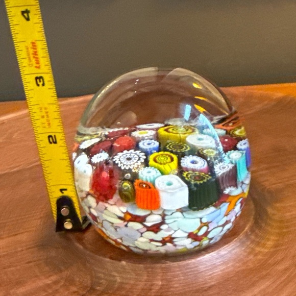 Vintage Murano Italy Millefiori Close MCM Paperweight 3” - Picture 10 of 13